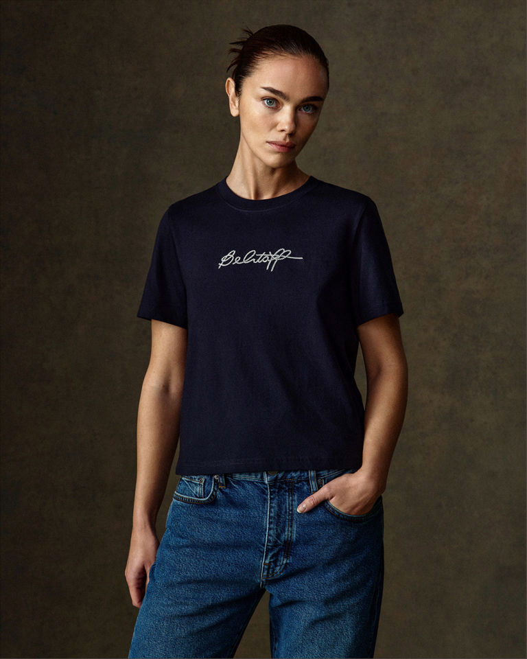 Peri Embroidered T-Shirt in Dark Ink.